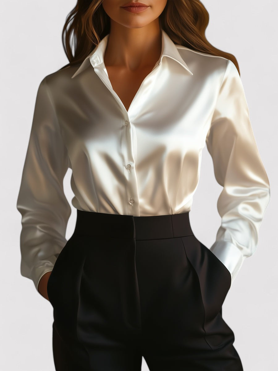 Anna-Berg | Satin Long Sleeve Blouse