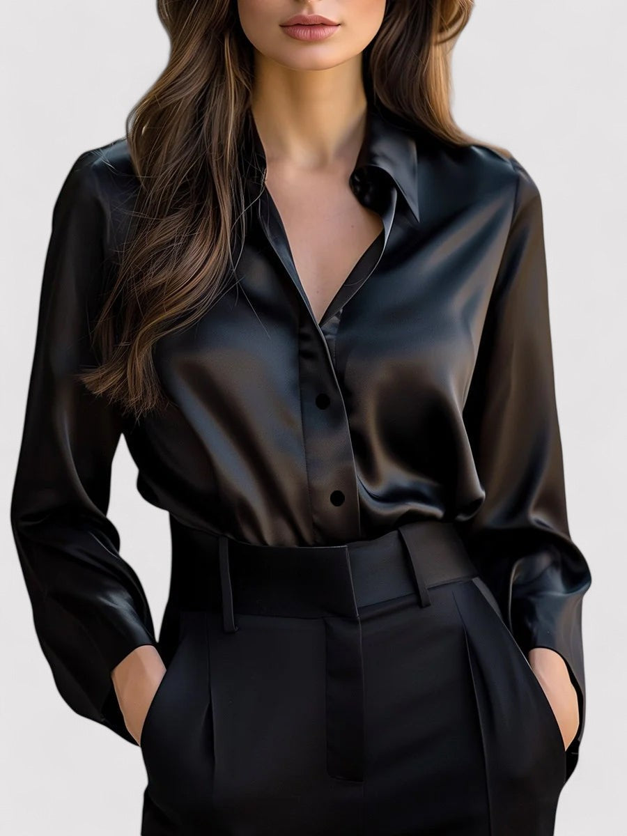 Anna-Berg | Satin Long Sleeve Blouse