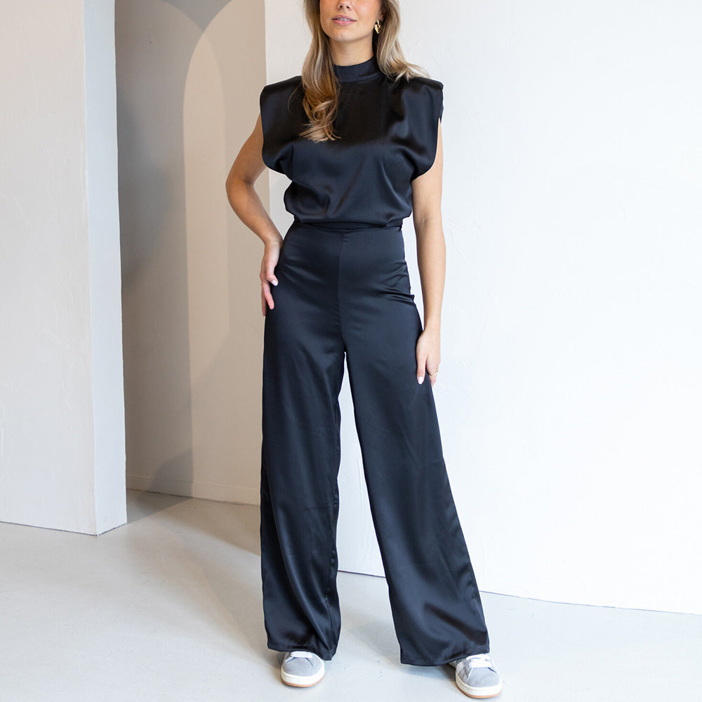 Anna-Berg | Jumpsuit - Sleeveless, High Neck, Wide Leg