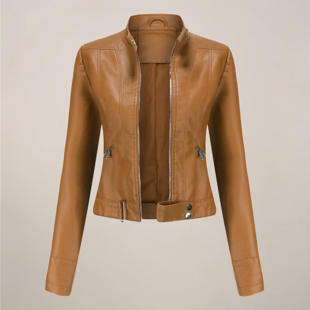 Anna-Berg | Biker Jacket - Faux Leather, Tailored Short Zip-Up Design