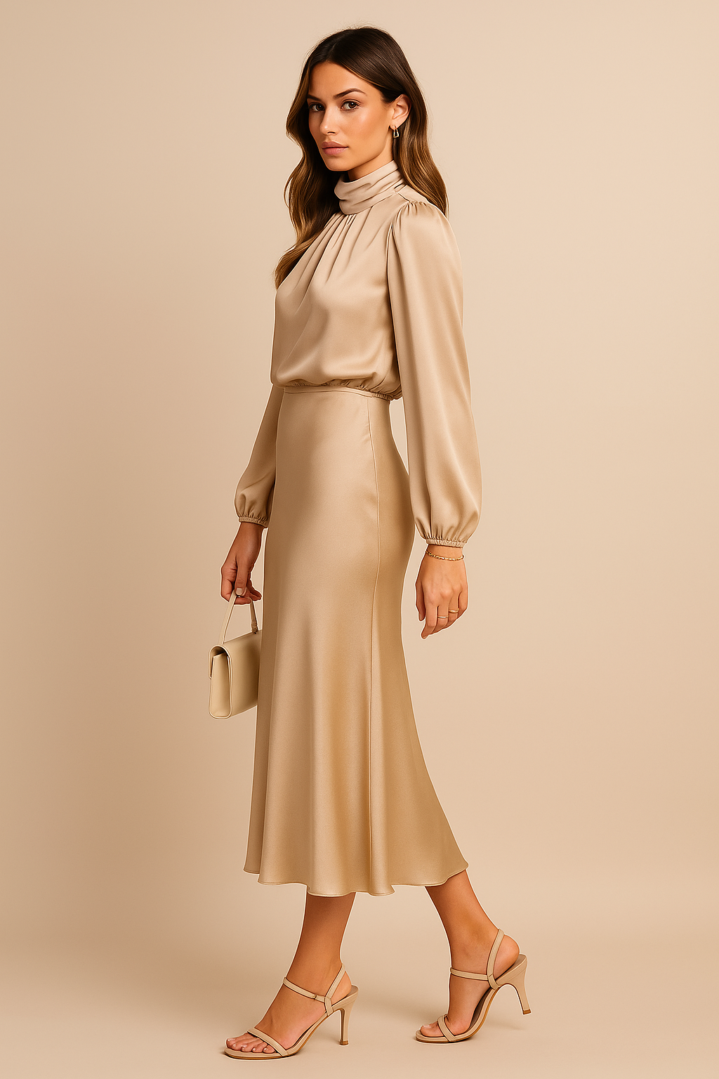 Anna-Berg | Midi Dress - High Neck, High Waist