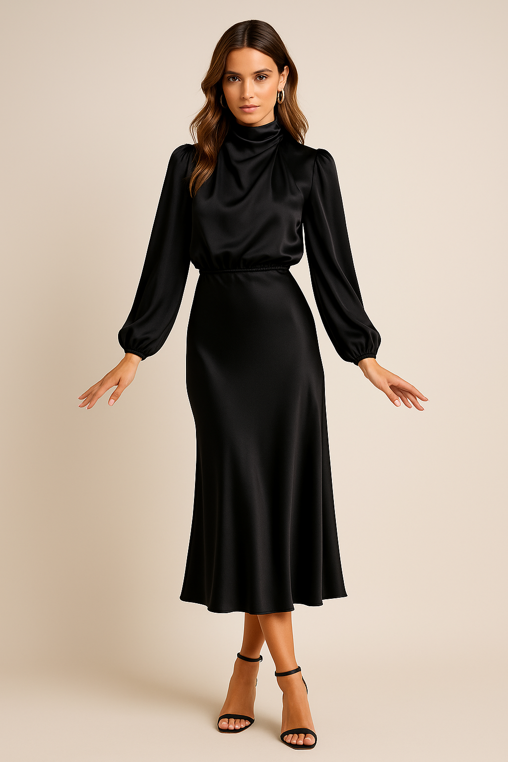 Anna-Berg | Midi Dress - High Neck, High Waist