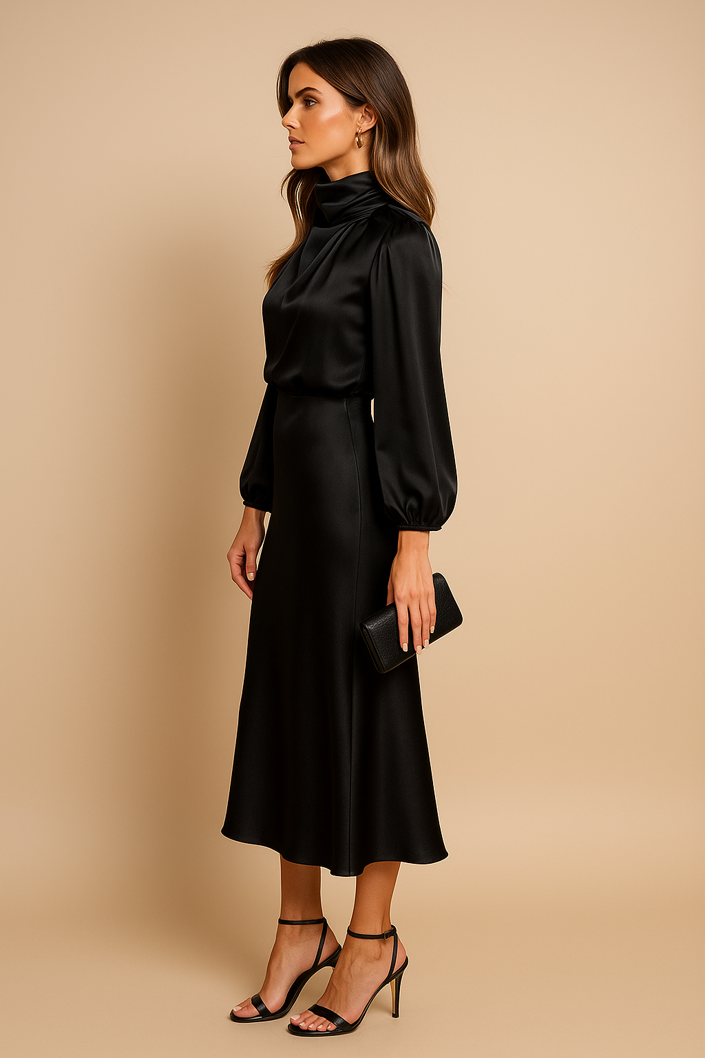 Anna-Berg | Midi Dress - High Neck, High Waist