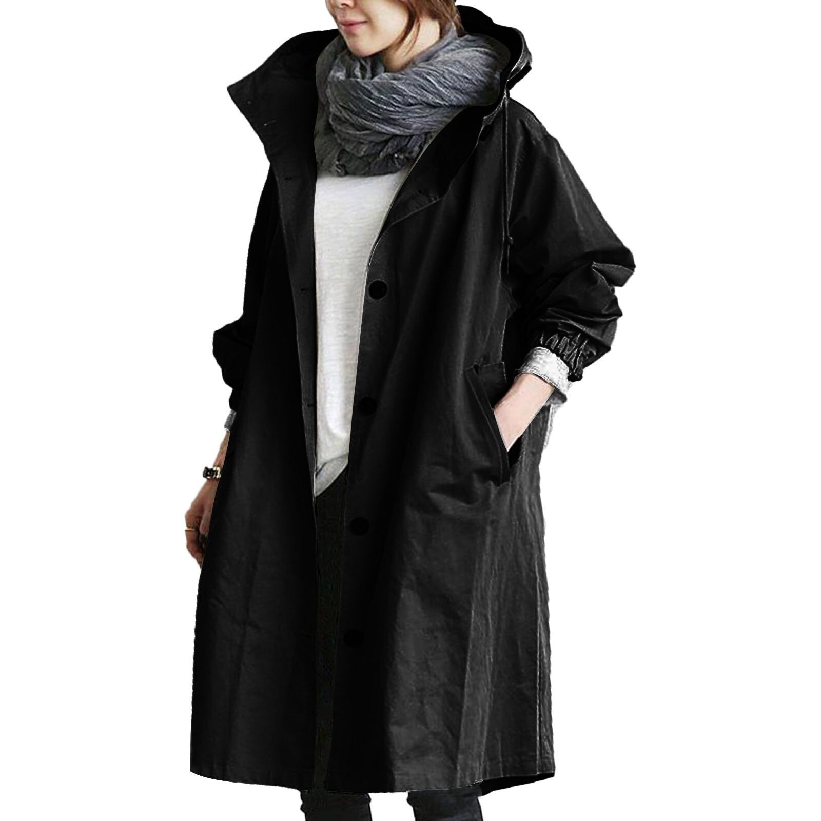 Anna-Berg | Hooded Long Coat - Casual Outerwear