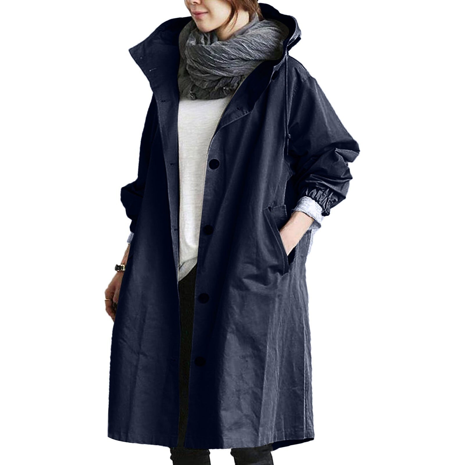 Anna-Berg | Hooded Long Coat - Casual Outerwear