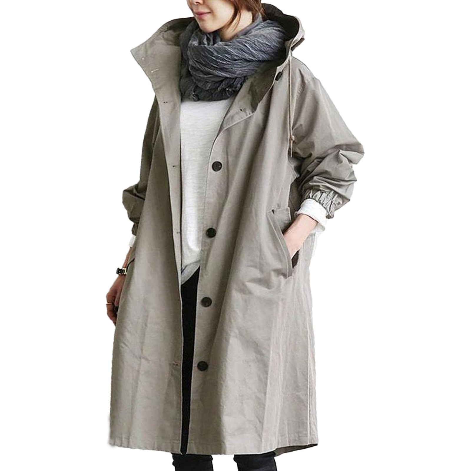 Anna-Berg | Hooded Long Coat - Casual Outerwear