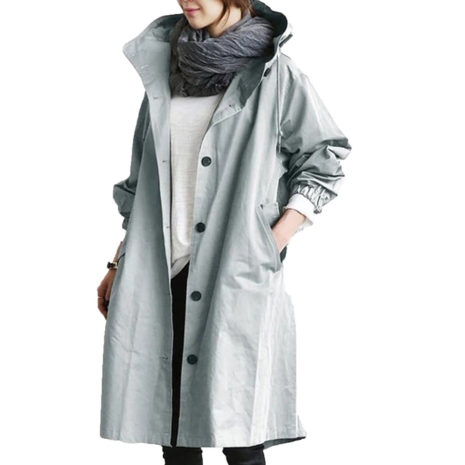 Anna-Berg | Hooded Long Coat - Casual Outerwear
