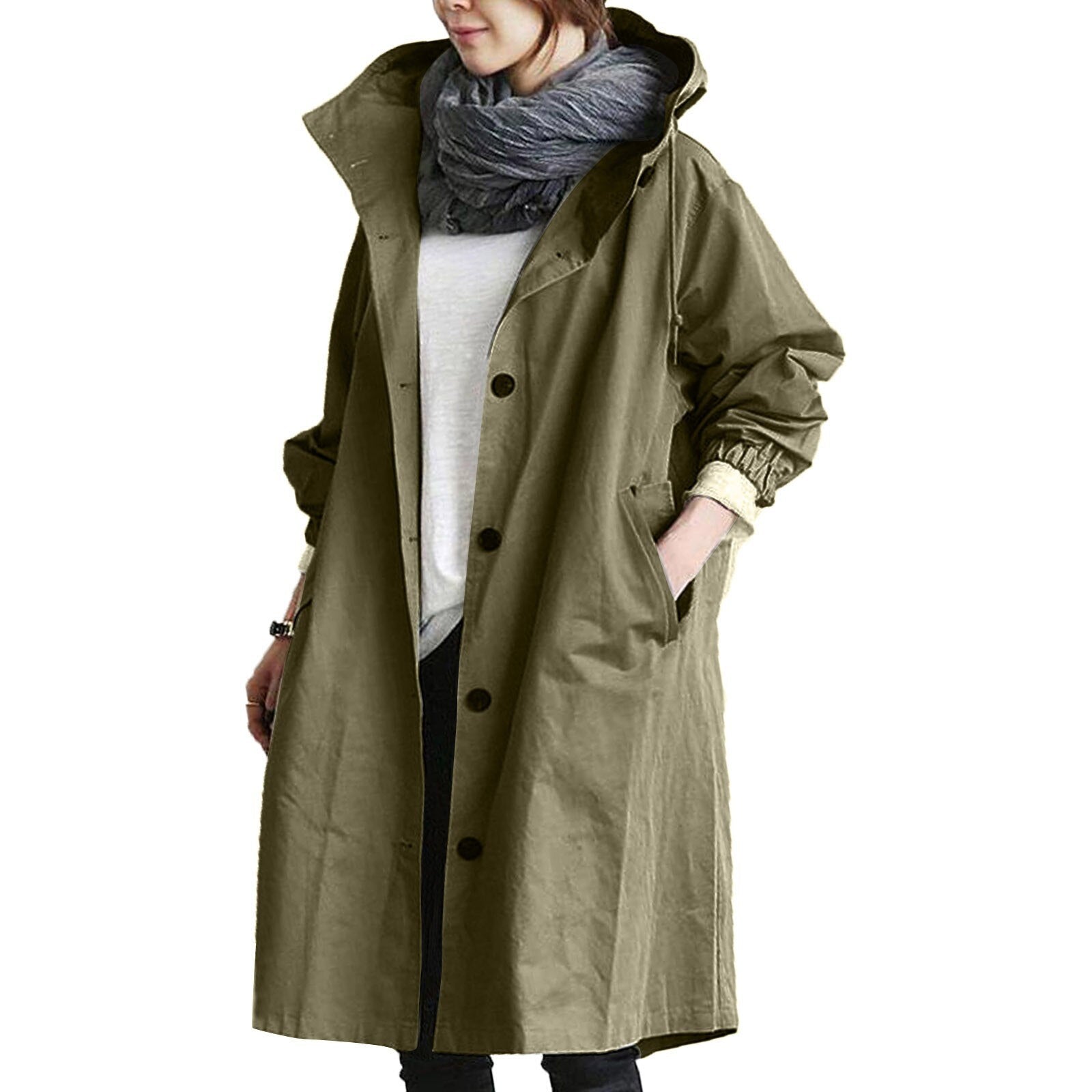 Anna-Berg | Hooded Long Coat - Casual Outerwear