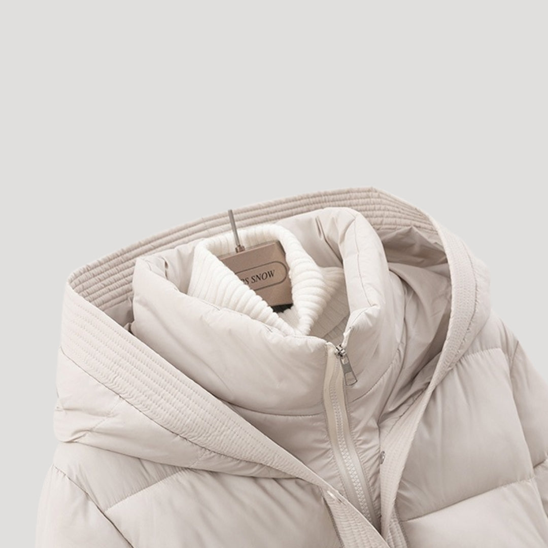Anna-Berg | Hooded Puffer Jacket - Belted Winter Coat