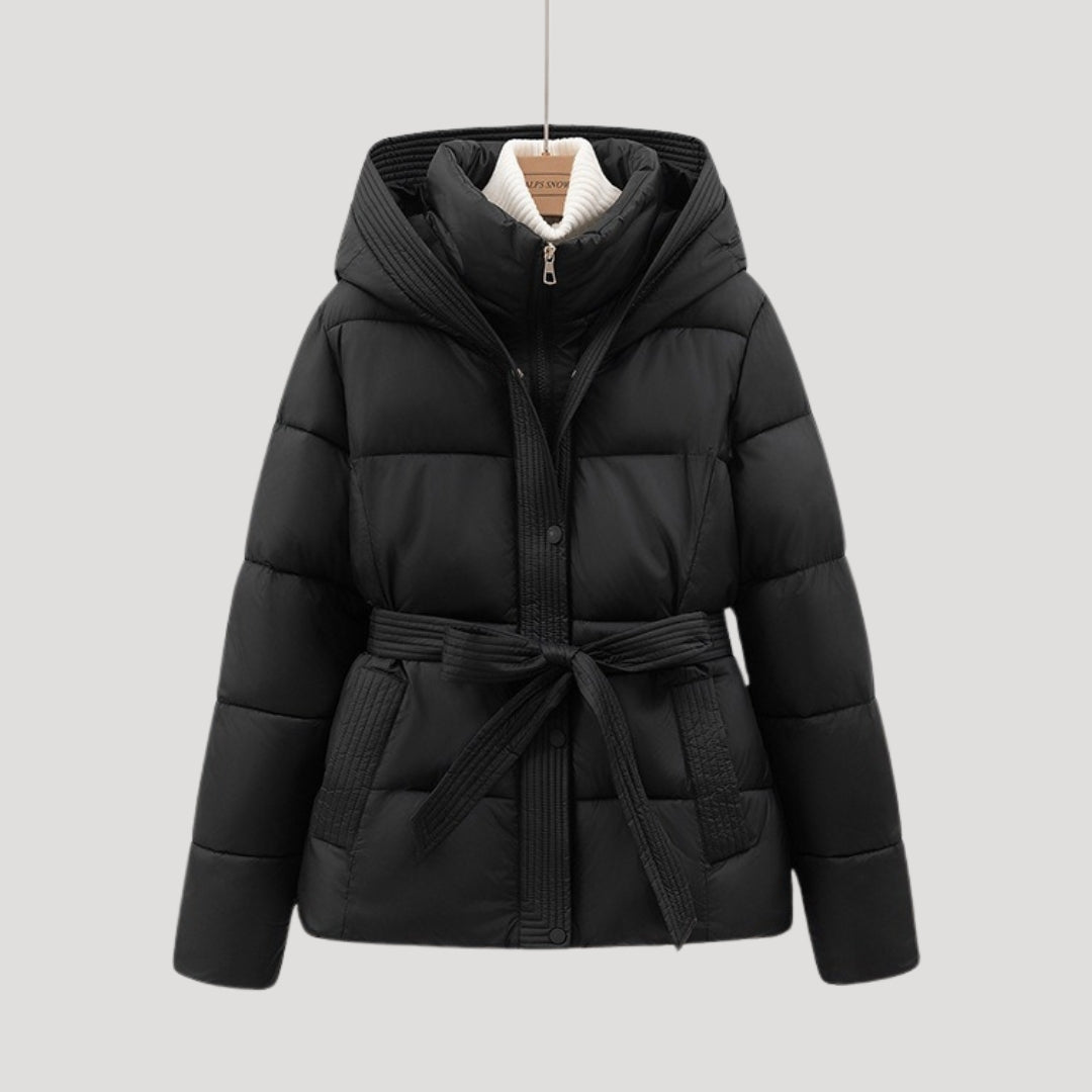 Anna-Berg | Hooded Puffer Jacket - Belted Winter Coat