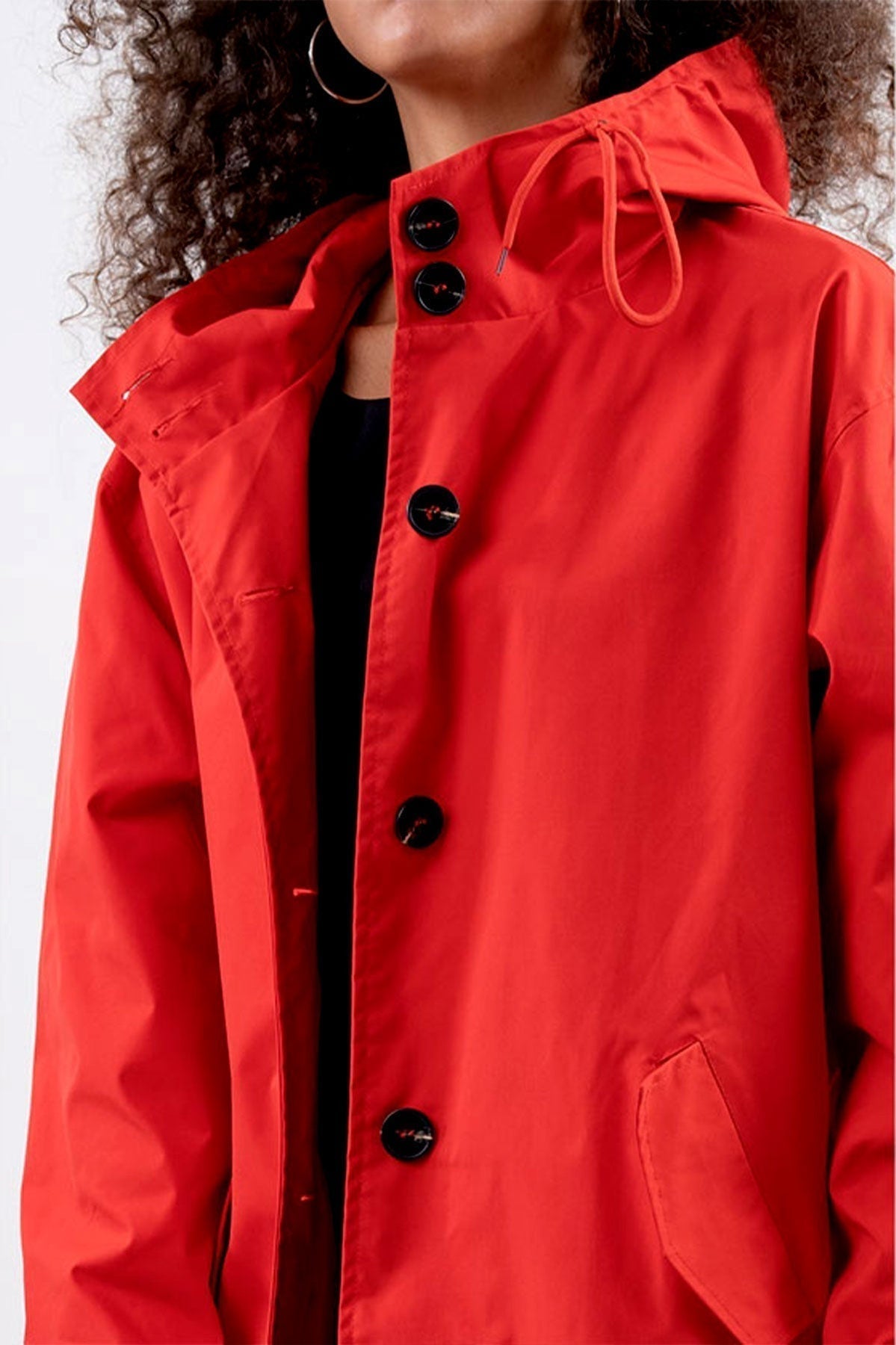 Anna-Berg | Lightweight Hooded Coat, Longline, Button-Up
