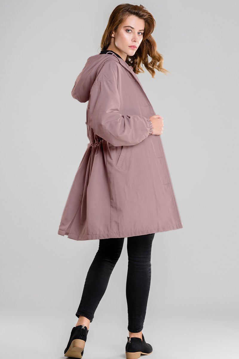 Anna-Berg | Lightweight Hooded Coat, Longline, Button-Up