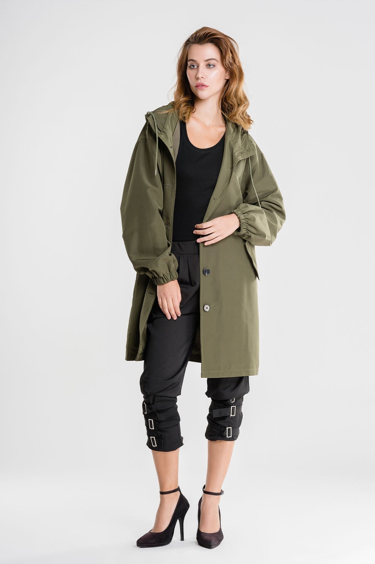 Anna-Berg | Lightweight Hooded Coat, Longline, Button-Up