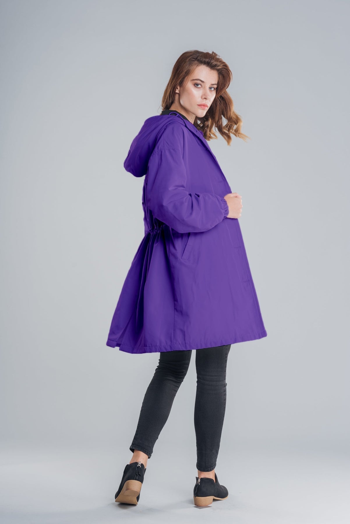 Anna-Berg | Lightweight Hooded Coat, Longline, Button-Up