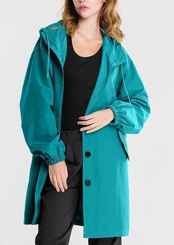 Anna-Berg | Lightweight Hooded Coat, Longline, Button-Up