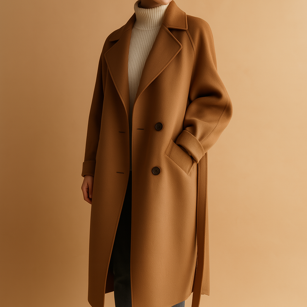 Anna-Berg | Long Double-Breasted Coat - Relaxed Tailored Fit, Warm Lining