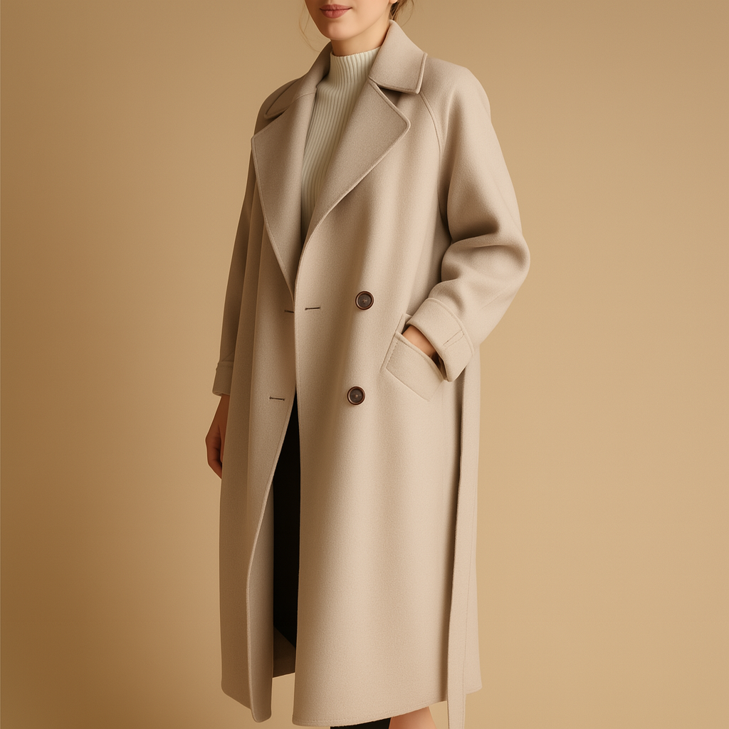 Anna-Berg | Long Double-Breasted Coat - Relaxed Tailored Fit, Warm Lining