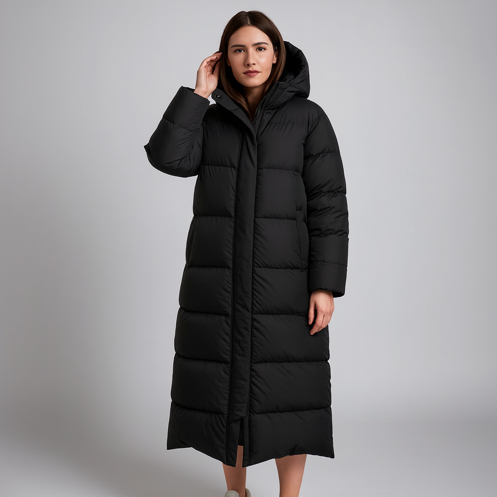 Anna-Berg | Long Hooded Puffer Coat - Maxi, Water-Resistant