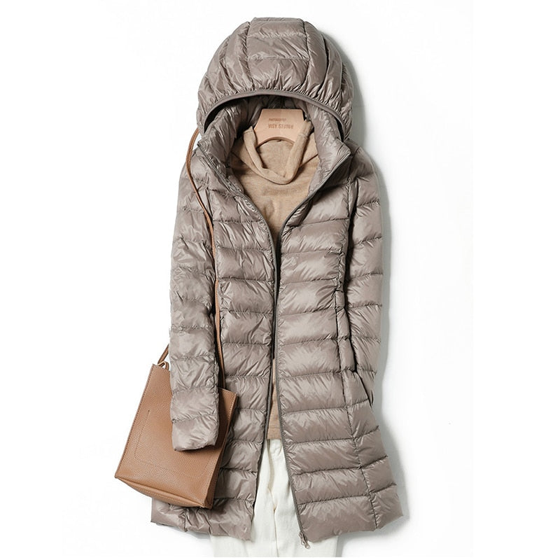 Anna-Berg | Longline Puffer Jacket - Hooded, Lightweight, Quilted