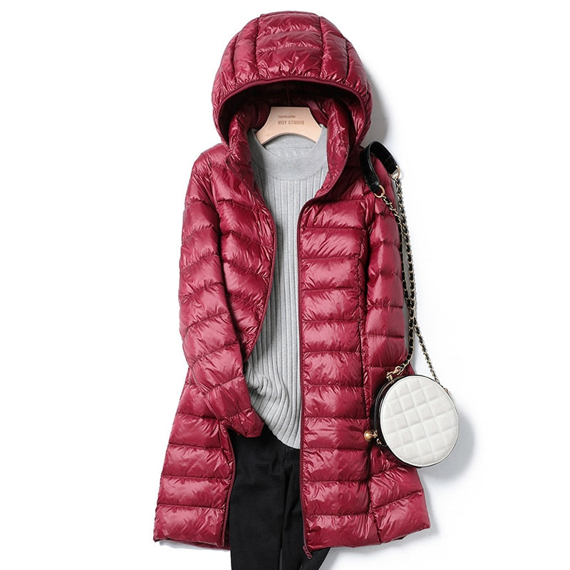 Anna-Berg | Longline Puffer Jacket - Hooded, Lightweight, Quilted