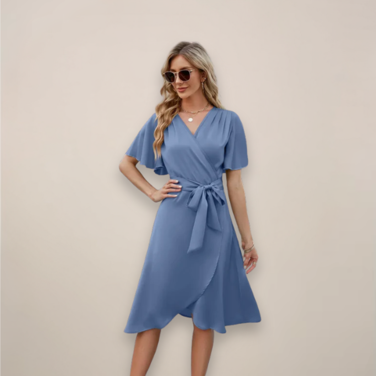 Anna-Berg | Midi Wrap Dress, V-Neck