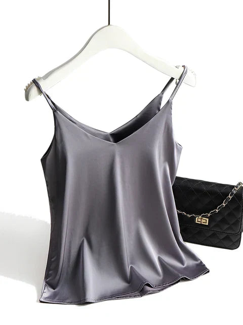 Anna-Berg | Satin Cami Top - Sleeveless Minimalist Fit with Adjustable Straps
