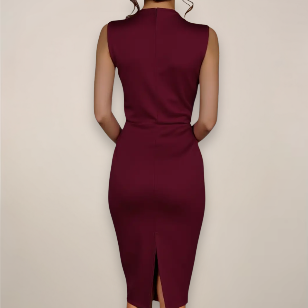 Anna-Berg | Sleeveless Sheath Midi Dress - V-Neck Wrap Style