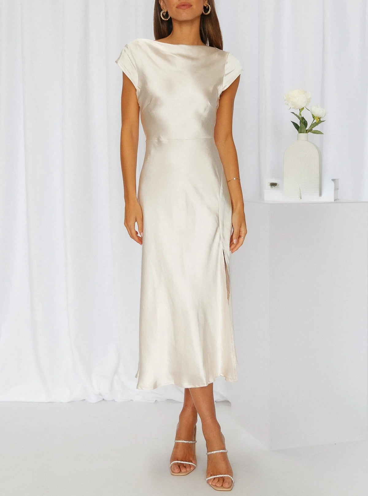 Anna-Berg | Slip Dress – Midi Length, Minimalist Silhouette