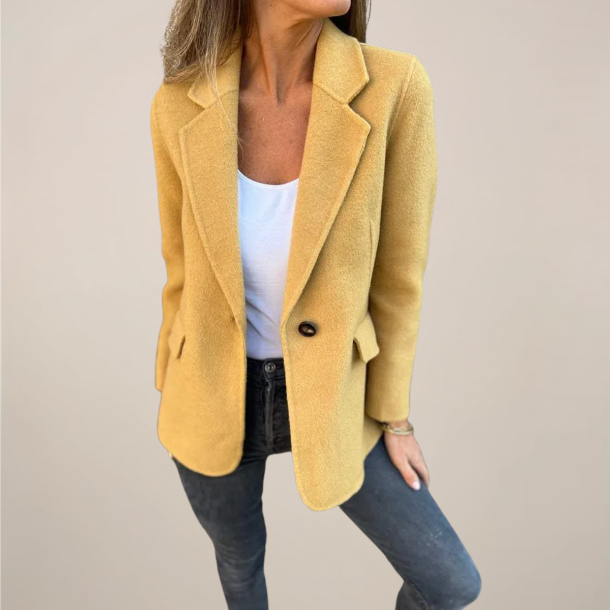 Anna-Berg | Tailored Blazer Jacket - Single Button, Notch Lapel, Flap Pockets