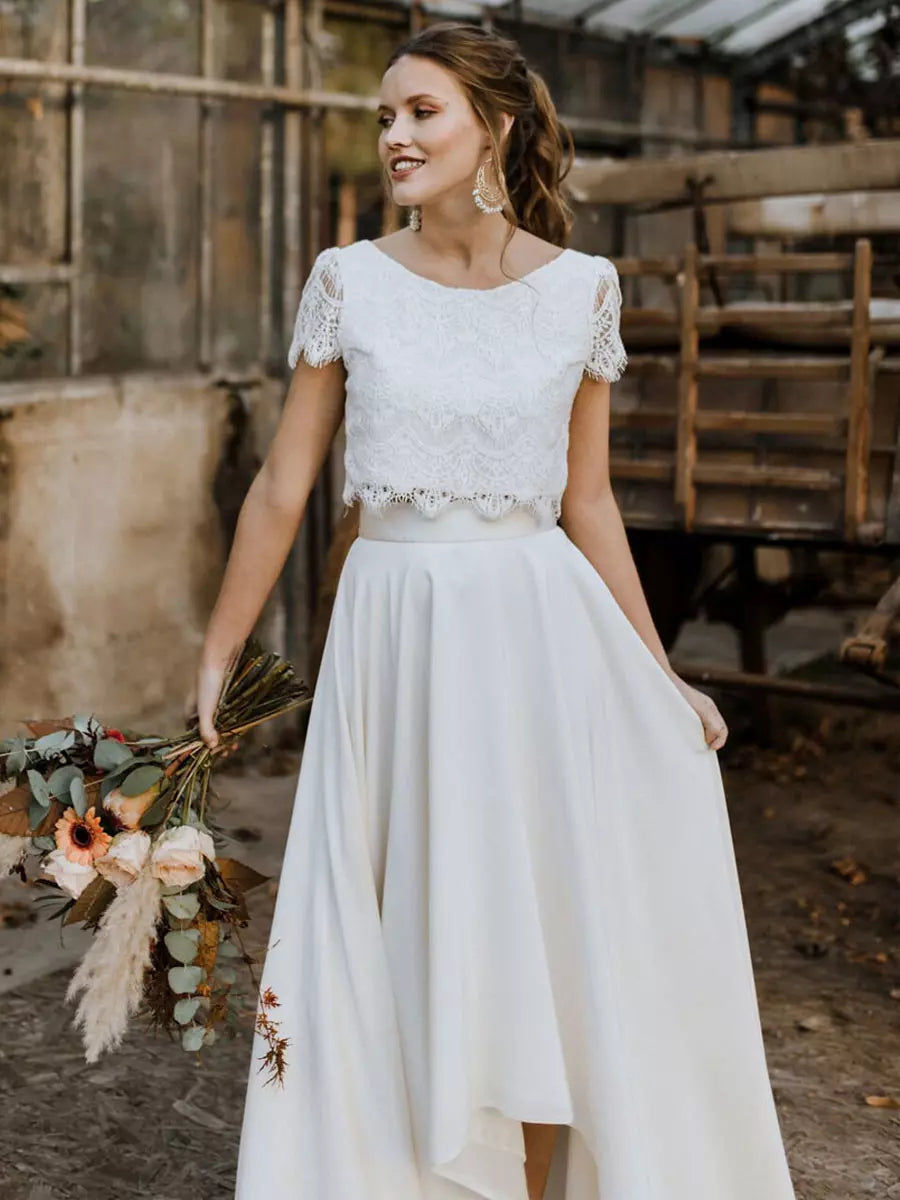 Anna-Berg | Two-Piece Bridal Gown - Lace Top and Maxi Skirt