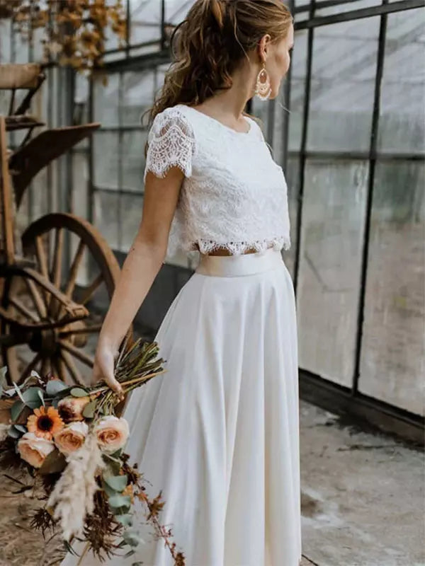 Anna-Berg | Two-Piece Bridal Gown - Lace Top and Maxi Skirt