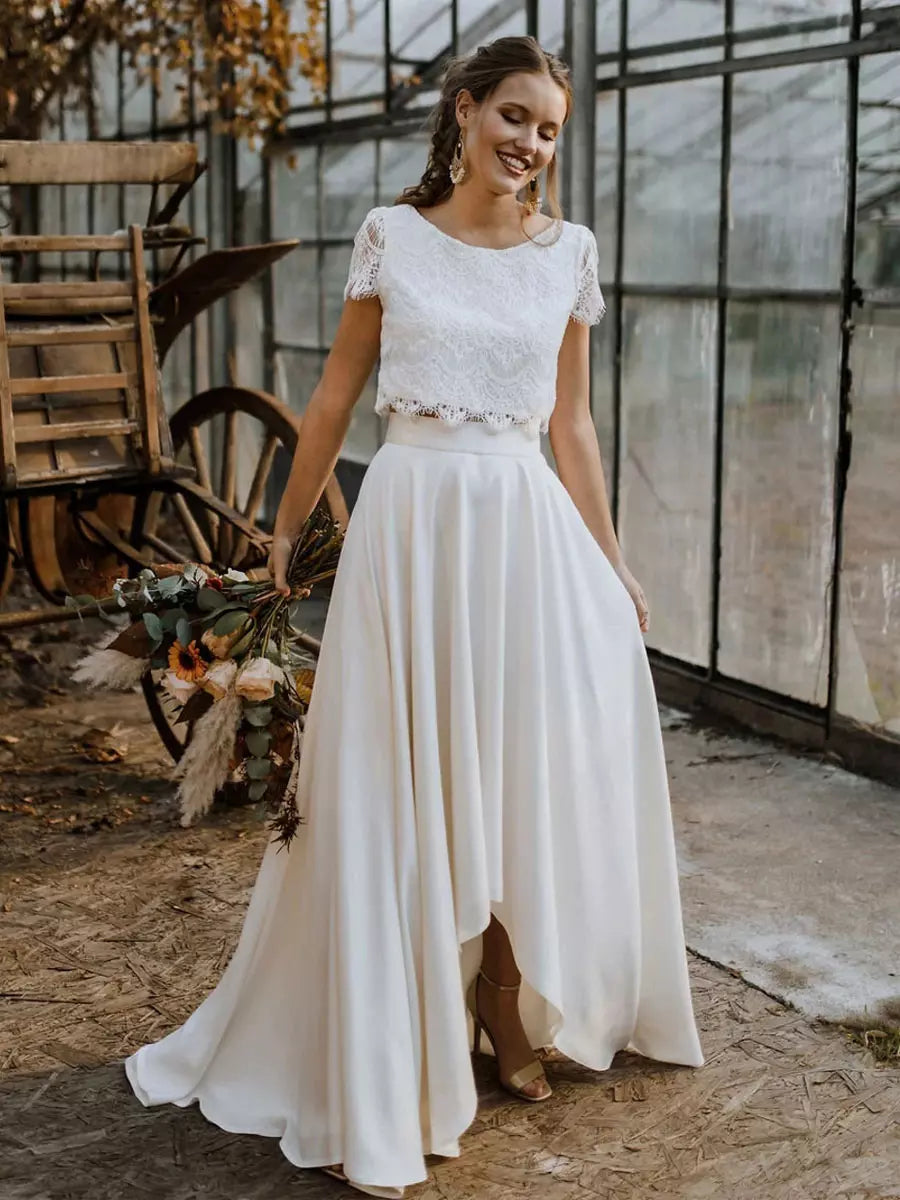 Anna-Berg | Two-Piece Bridal Gown - Lace Top and Maxi Skirt