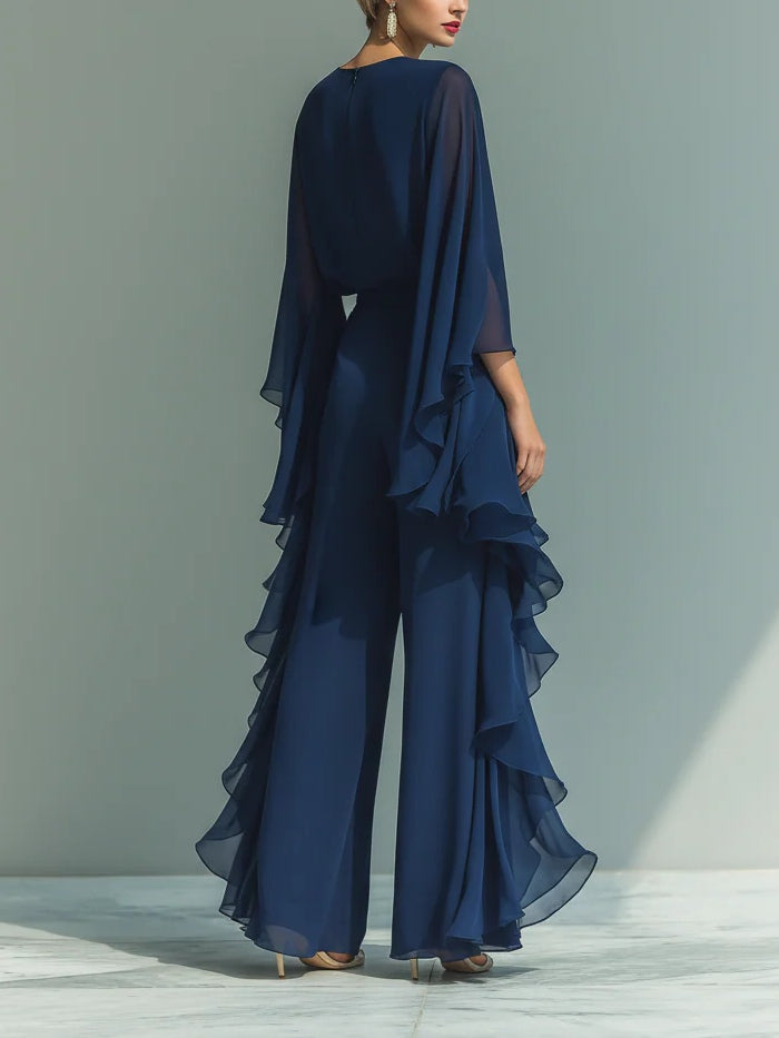 Anna-Berg | Elegant Complete Chiffon Set With Ruffles