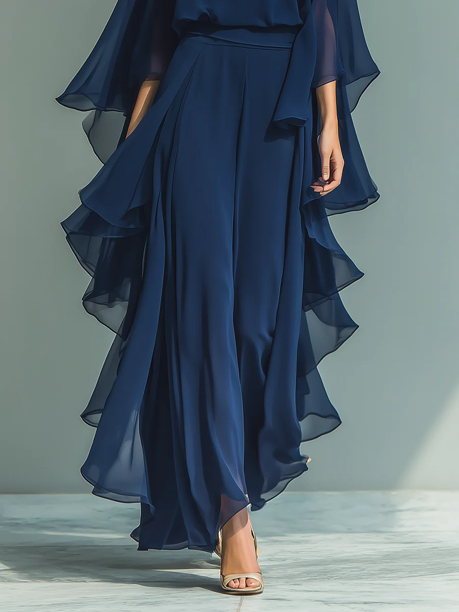 Anna-Berg | Elegant Complete Chiffon Set With Ruffles