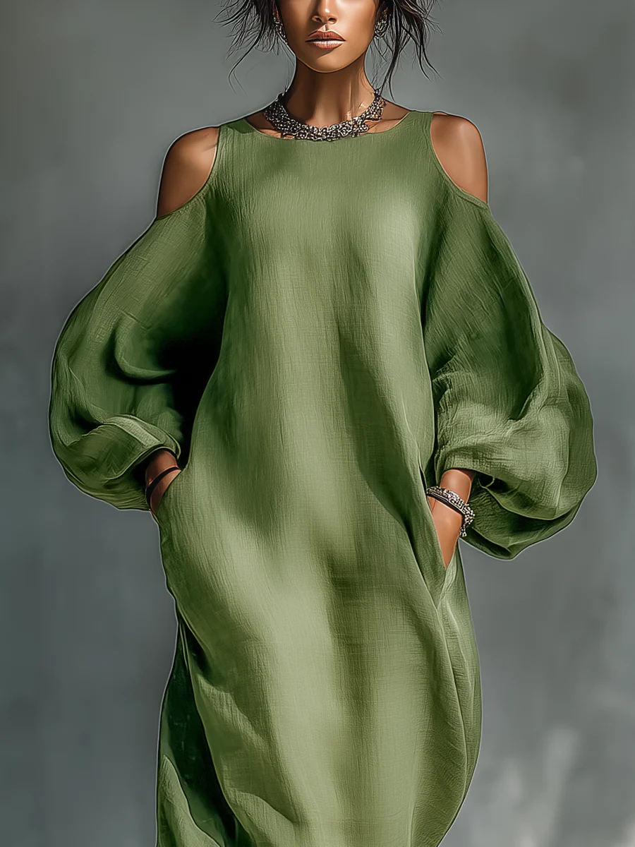 Anna-Berg | Feminine Green Off-Shoulder Maxi Dress Made to Turn Heads