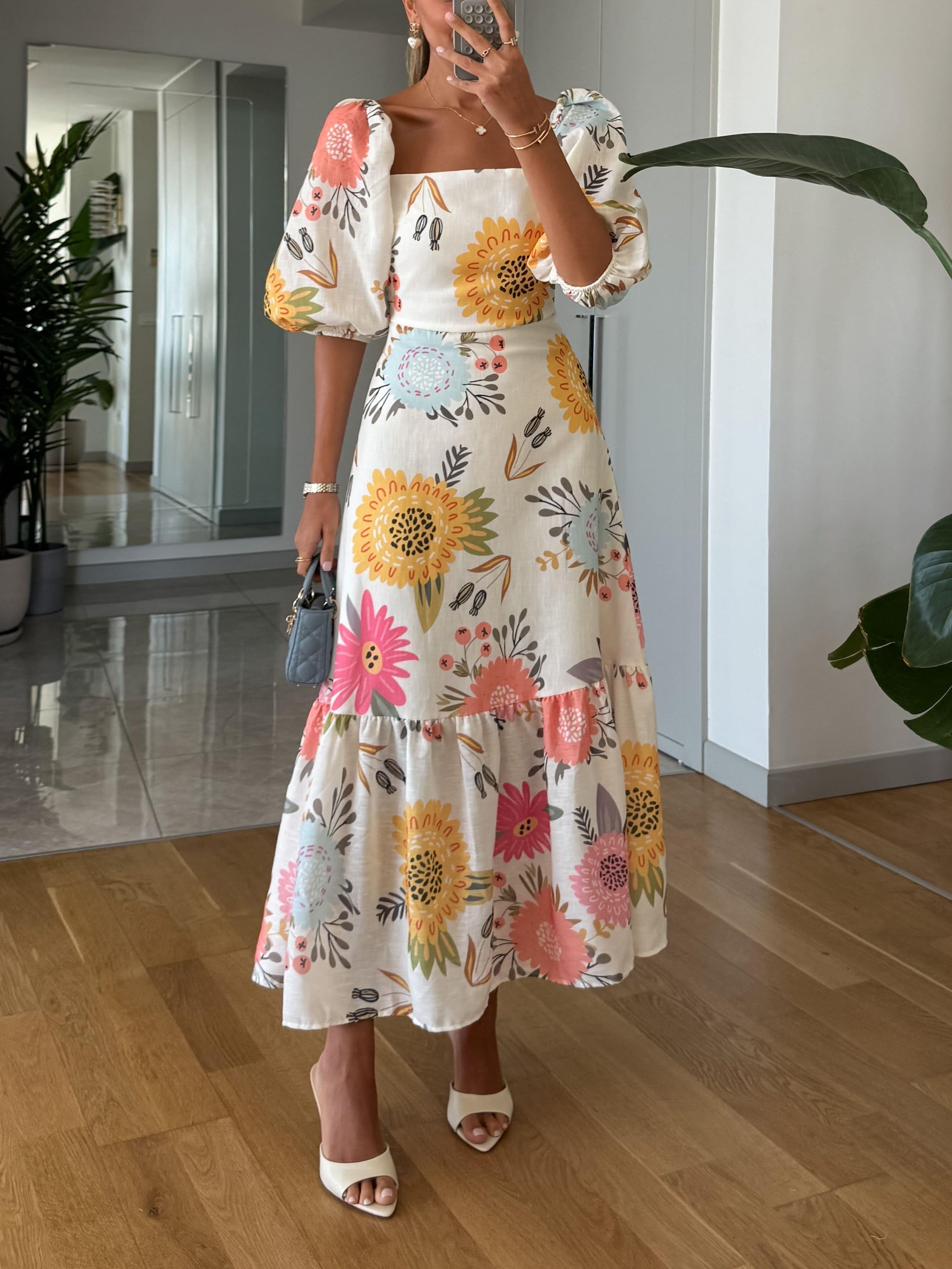 Anna-Berg | Modern CAMILLE – ELEGANT BLOOM PUFF-SLEEVE DRESS