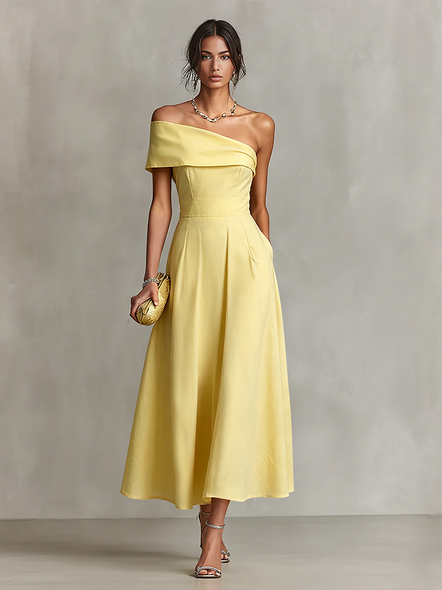 Anna-Berg | Yellow Linen Evening Dress