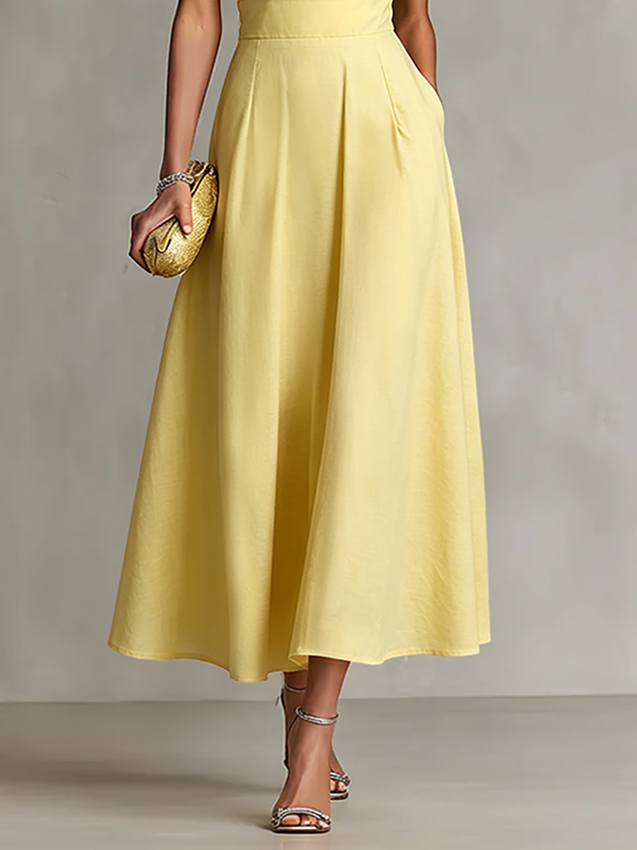 Anna-Berg | Yellow Linen Evening Dress