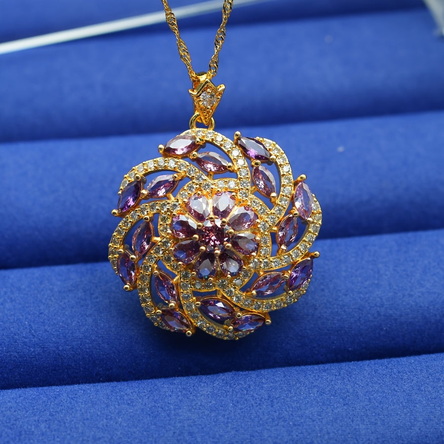 Elegant Multicolored Cubic Zirconia Pendant Necklace