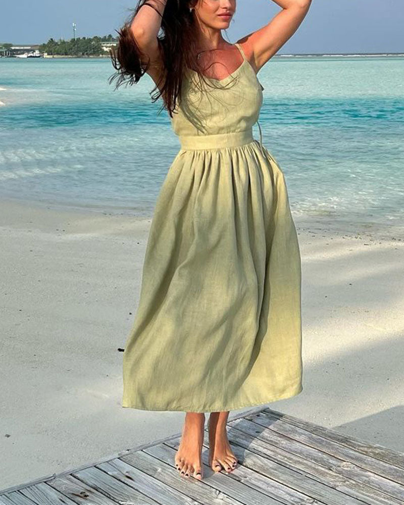 Anna-Berg | Backless Dress with V-Neck - Elegance Meets Modern Comfort