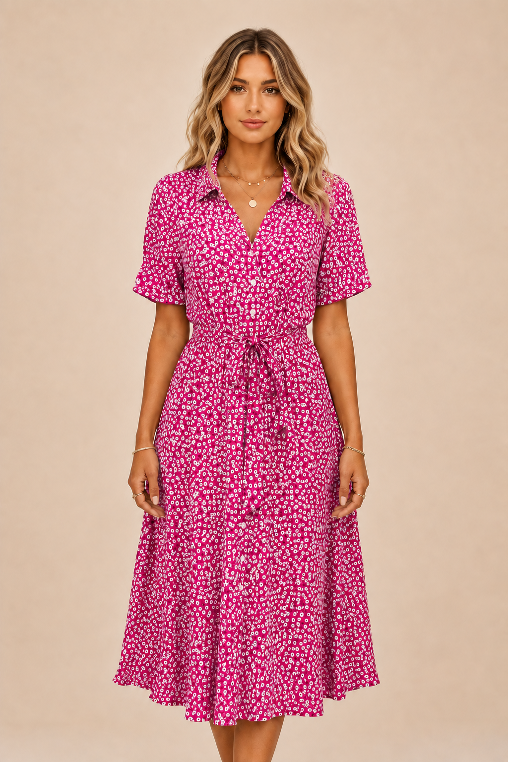 Anna-Berg | Midi Dress - Lightweight Fit, Short Sleeves