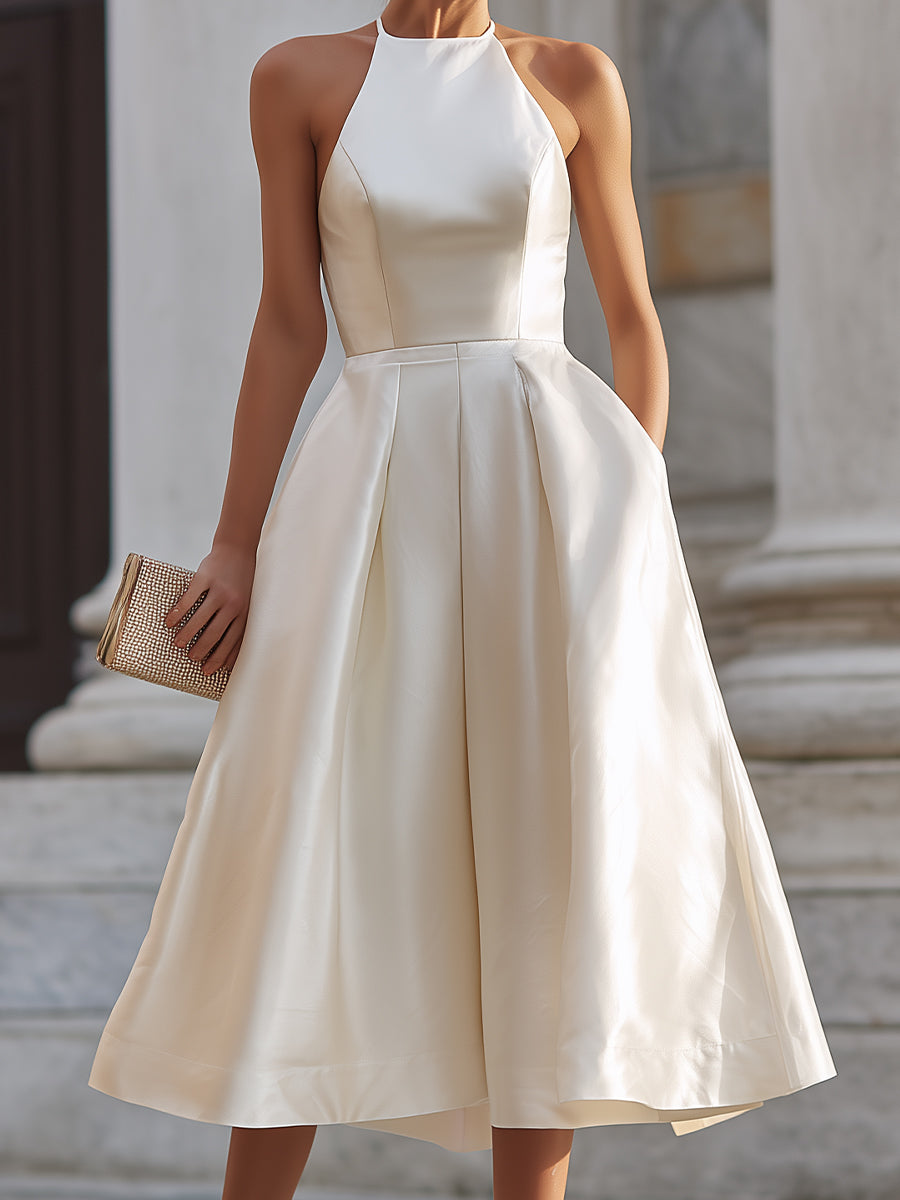 Anna-Berg | Halter-Neck Pleated Dress