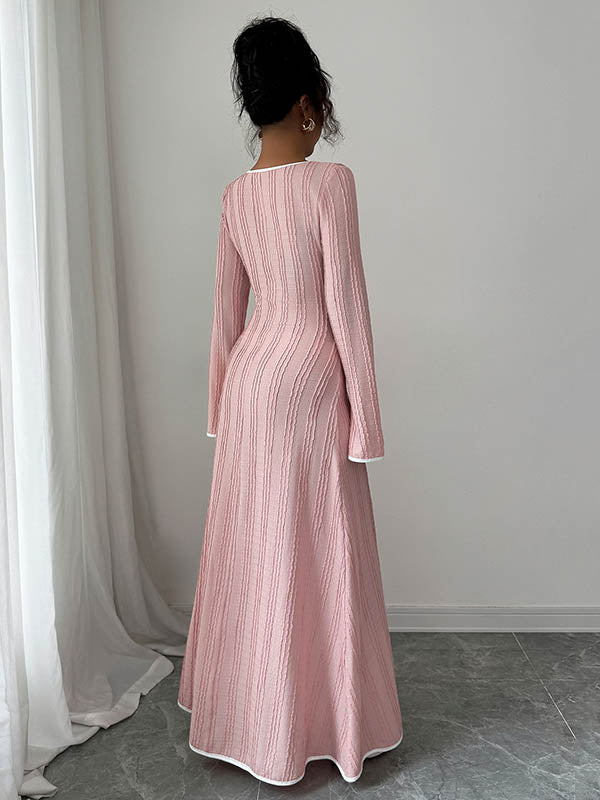 Anna-Berg | A-Line Bodycon Ribbed Knit Split-Joint Dress