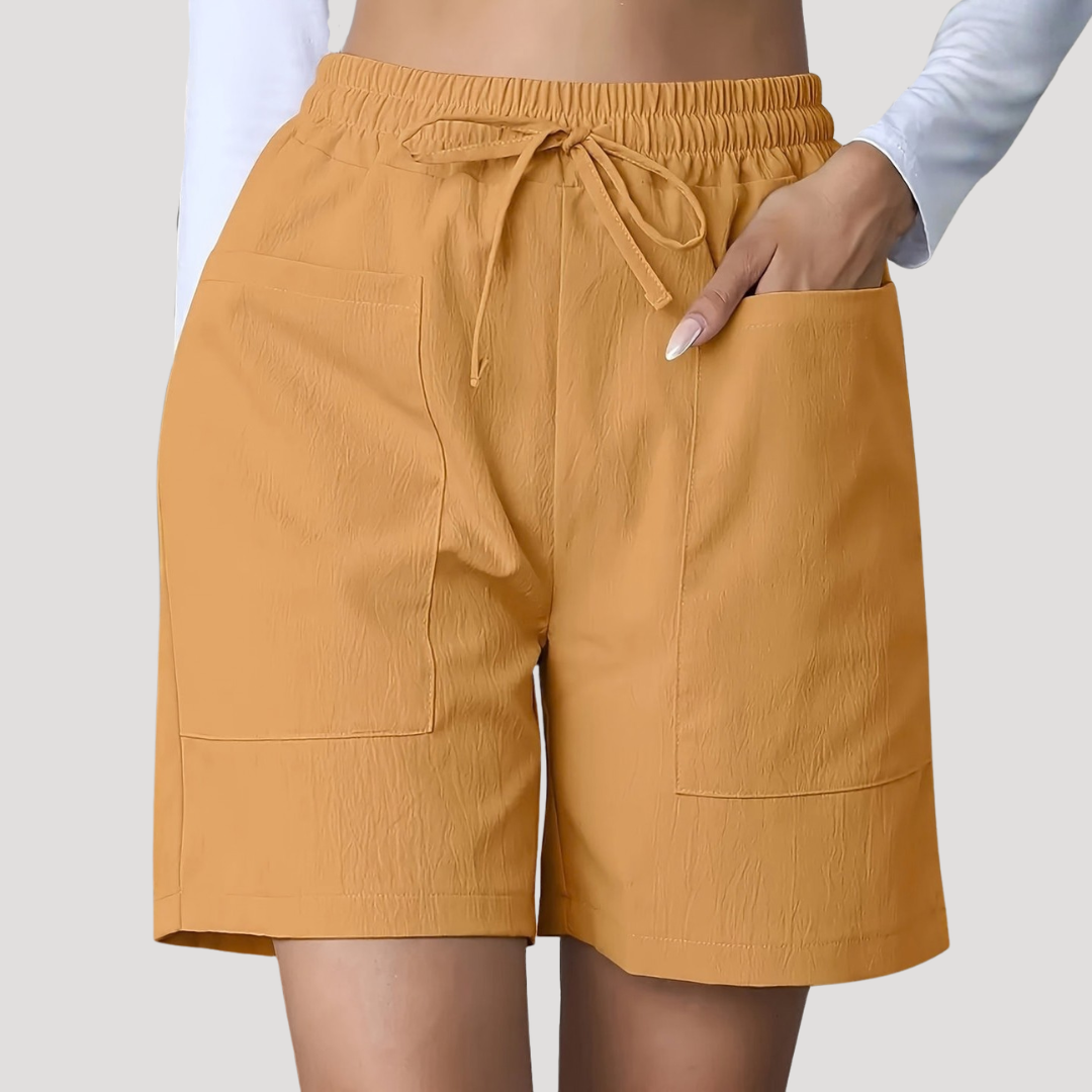 Anna-Berg | Refined Drawstring Wide Leg Relaxed Shorts