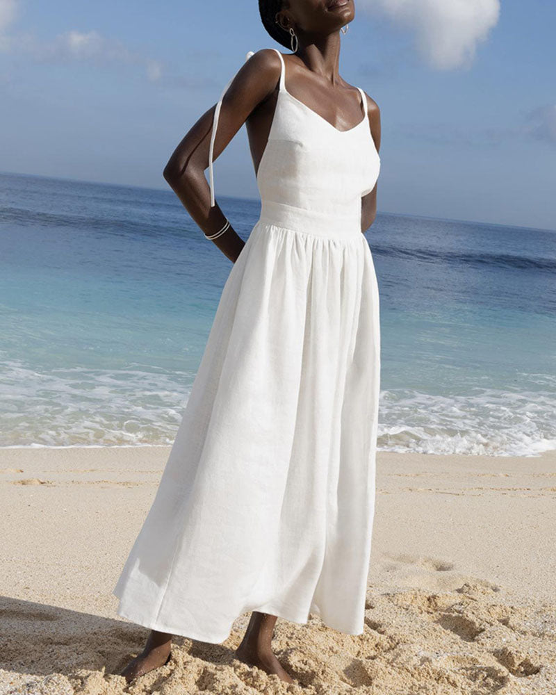 Anna-Berg | Backless Dress with V-Neck - Elegance Meets Modern Comfort