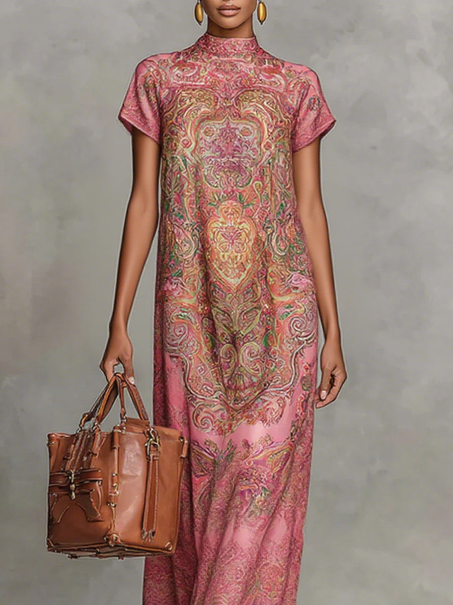Anna-Berg | Loose Short Sleeves Contrast Color Dress