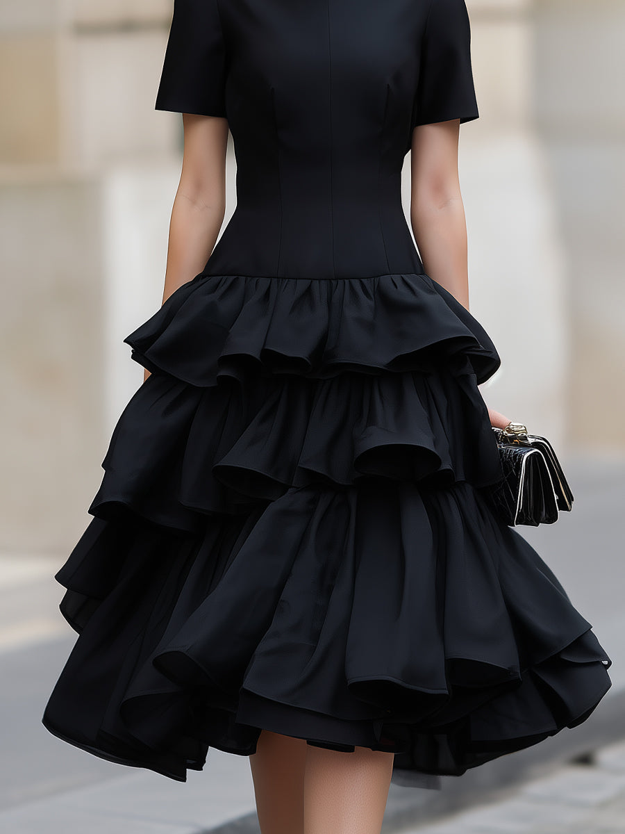 Anna-Berg | High Neck Tiered Ruffle Dress