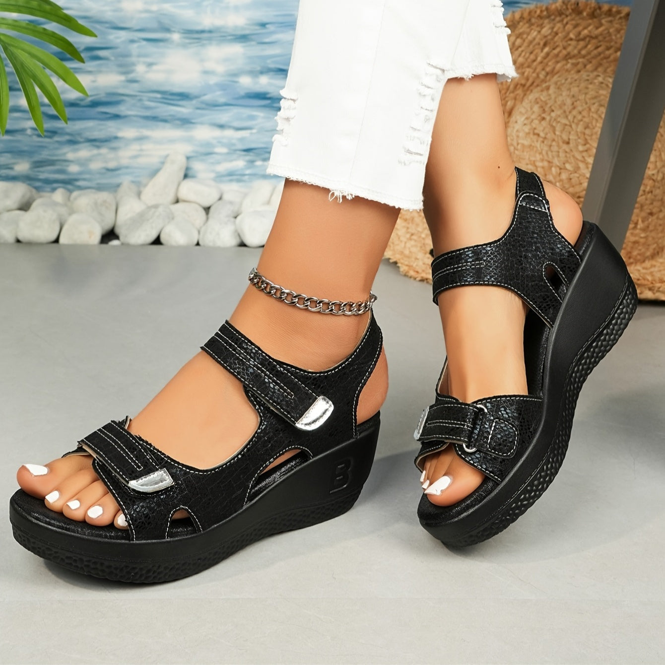 Anna-Berg | Flowing Adjustable Wedge Sandals for Effortless Elegance