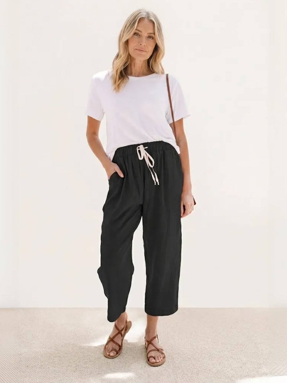 Anna-Berg | Effortless Casual Drawstring Straight-Leg Casual Pants