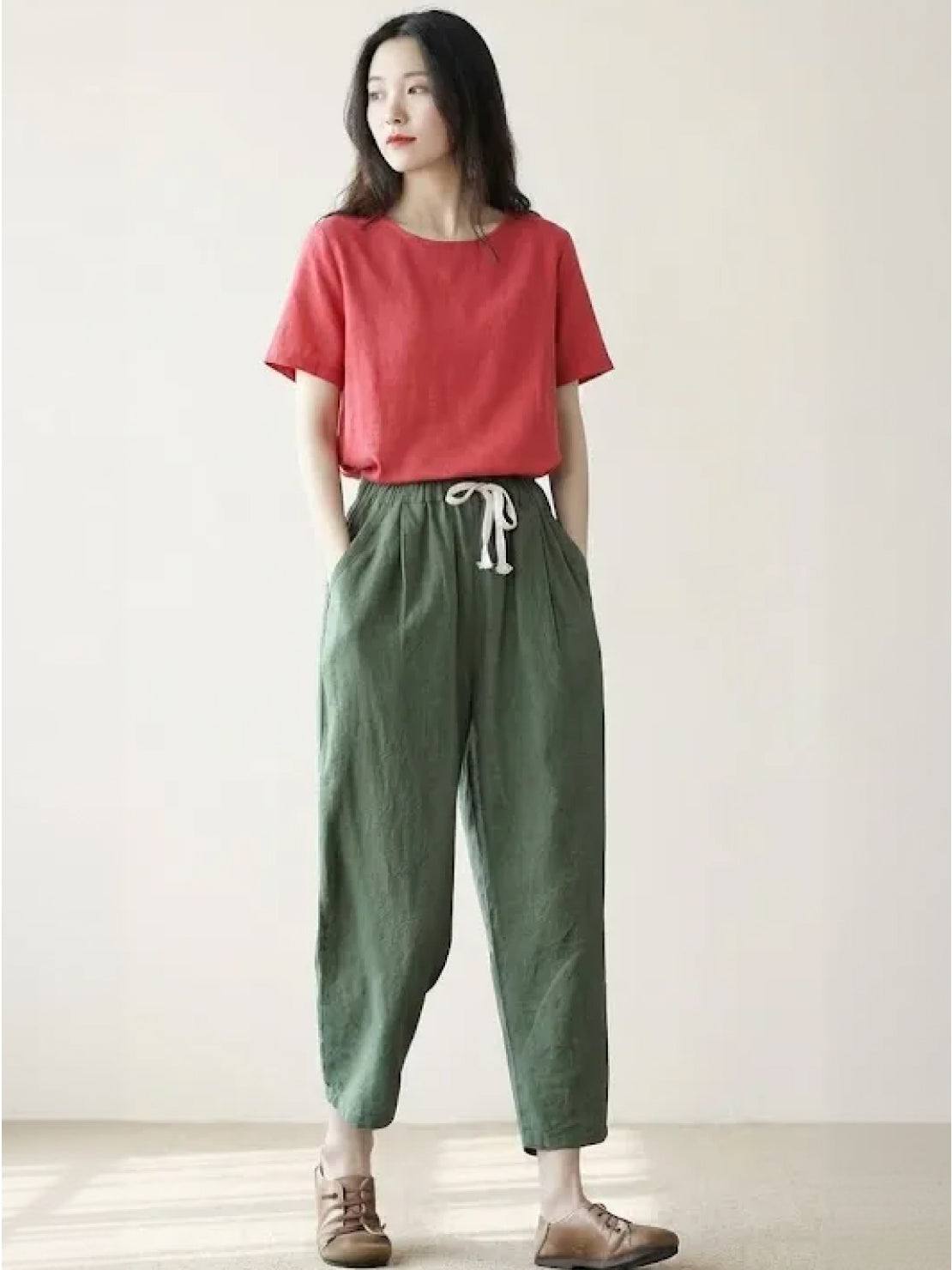 Anna-Berg | Effortless Casual Drawstring Straight-Leg Casual Pants